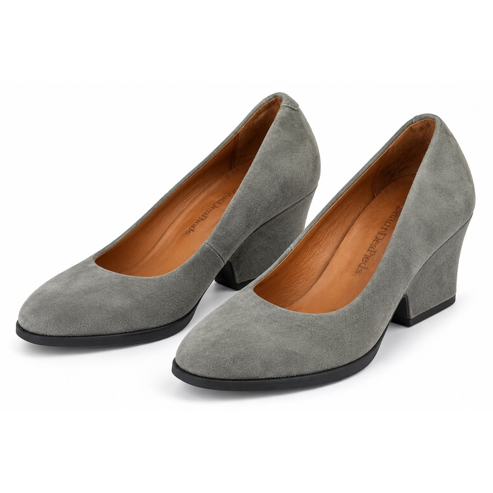 L'Amour Des Pieds Jolanda Pump Grey Suede Wedge Block Heel Round Toe 7.5